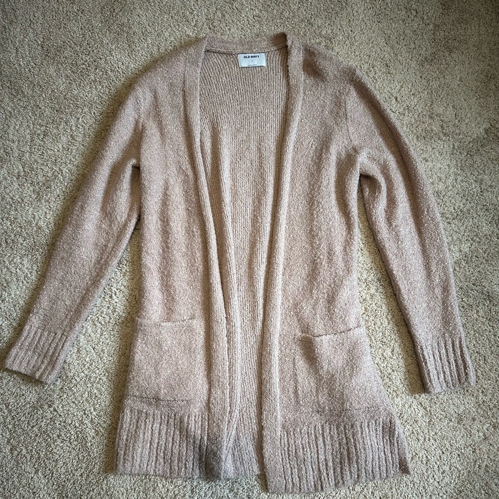 Cozy Pink Open-Front Sweater